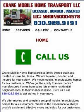 Crane Mobile Home Transport